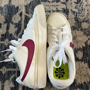 Nike White and Burgundy Sneakers
